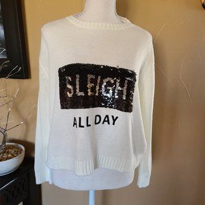 NWOT Reversible Sequin Holiday Knit Sweater